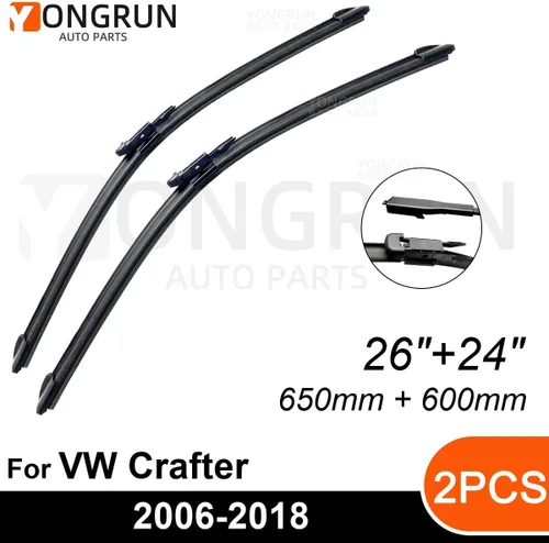 Vista 2 de Limpiaparabrisas automático de automóvil, 2 unidades, 26 + 24 pulgadas, repuesto para VW Crafter 2006-2018, limpiaparabrisas de equipo original, que