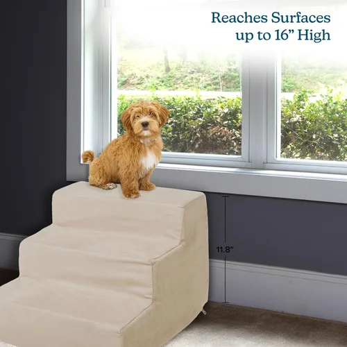 Vista 5 de Petmaker - Escaleras de espuma de alta densidad para mascotas, funda extraíble de microfibras y parte inferior antideslizante con zíper, lavable a
