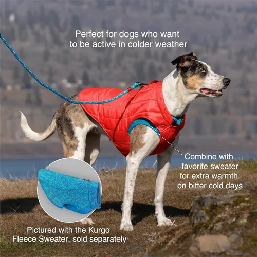 Vista 4 de Kurgo Loft - Chaqueta reversible para perros - Abrigo acogedor para aventuras al aire libre - Resistente al agua - Ajuste atlético - Tela lavable a