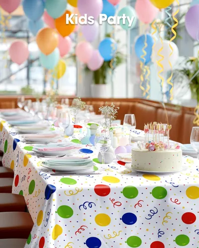 Vista 8 de Pureegg Juego de 10 manteles de plástico desechables, 54 x 108 pulgadas, para fiestas de cumpleaños, picnic, manteles blancos, rectangulares