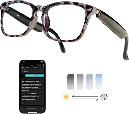 Vista 15 de Lentes de traducción Bluetooth inalámbricos inteligentes AI para hombres/mujeres con altavoces/Bluetooth y más de 140 idiomas traducción