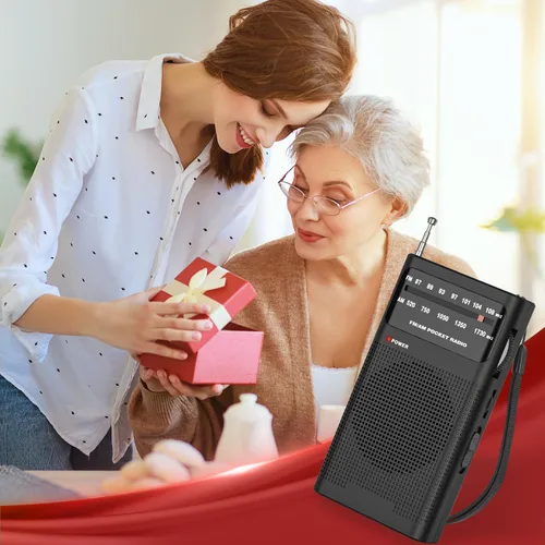 Vista 6 de Goodes Radio AM FM portátil para el hogar al aire libre, radio transistor 2AA funciona con pilas con recepción de largo alcance, altavoz, antena