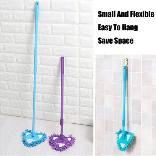 Vista 4 de Trapeador de limpieza triangular ajustable giratorio de 180 grados con cabezales de fregona reutilizables, esponjas de limpieza, trapeador