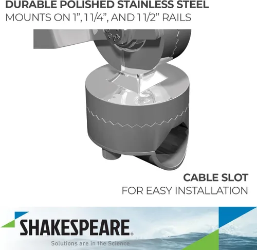 Vista 3 de Shakespeare 4188SL SS Rail Mount Trinquete para riel de 1 pulgada a 1-1/2 pulgadas