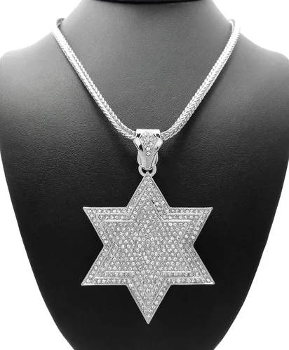 Vista 5 de GWOOD Estrella de David Color Plata Collar Colgante Grande