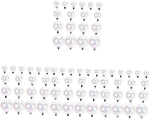 Vista 5 de SAFIGLE Adornos de bola transparentes hechos a mano, 72 unidades, bolas de adornos iridiscentes, bolas de adorno de plástico transparente, adorno