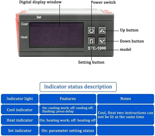 Vista 3 de XINGYHENG STC-1000 DC 110V-220V 10A Microcomputadora Pantalla digital Controlador de temperatura Interruptor de control de termostato 2 Salida