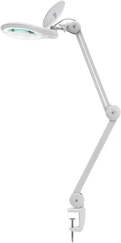 Vista 13 de Neatfi Lámpara de aumento LED de 1,200 lúmenes con abrazadera - Lente de vidrio de 5 dioptrías de 5 pulgadas, luz de tarea regulable Brazo Negro