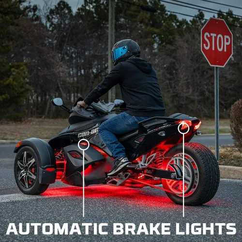 Vista 7 de LEDGlow Kit de luces LED de neón con Bluetooth avanzado de millones de colores para motocicletas Can-Am Spyder, aplicación para smartphone, función
