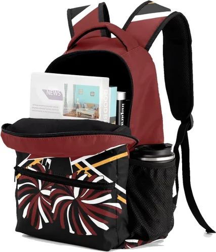 Vista 3 de Mochila personalizada de animadora negra azul y negra, bolsa multifuncional impermeable con nombre de regalo, Diseño 2, Mochilas Daypack