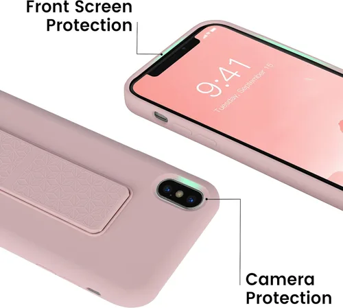 Vista 154 de Funda de silicona con soporte de LAUDTEC compatible con iPhone 7/8/SE, soporte de metal con soporte de pie vertical y horizontal, cubierta flexible