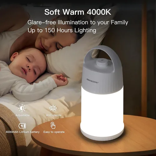 Vista 3 de Luz nocturna con sensor de movimiento mejorado con 4 niveles de brillo ajustables, lámpara LED recargable portátil con detección de movimiento PIR