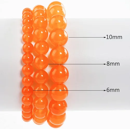 Vista 3 de Cuentas redondas de calcedonia naranja natural de 0.236 in 60 cuentas de piedras preciosas a granel para hacer joyas, pulseras y collares, incluye