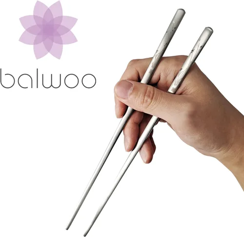 Vista 6 de [2 Set] [Hecho en Corea] Juego de palillos de cuchara de arroz pegajosa de estilo coreano con diseño de orquídea 304 cucharas de sopa de acero