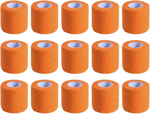 Vista 8 de KISEER Paquete de 15 rollos de vendaje autoadhesivo colorido de 1 pulgada x 5 yardas, rollos de vendaje cohesivo transpirable y cohesivo, cinta