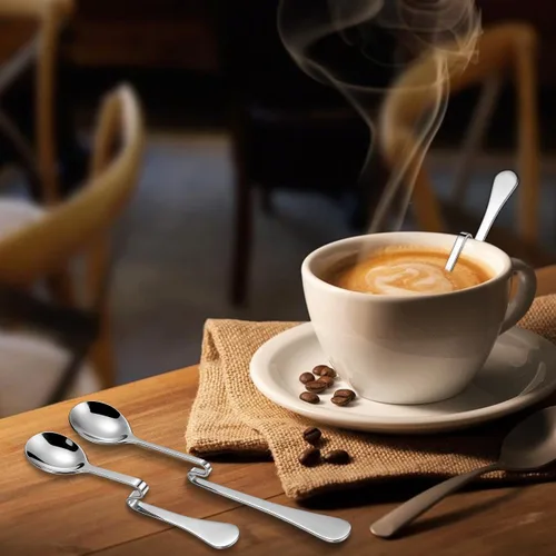 Vista 4 de OSALADI Cuchara de café expreso de acero inoxidable mermelada de miel cuchara de café para mezclar leche, taza colgante de té, postre de té