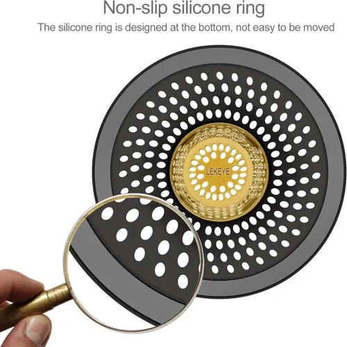 Vista 4 de LEKEYE Captador de Pelo de Drenaje de Ducha/Cubierta de Drenaje de Baño/Colador de Drenaje de Tina/Protector de Drenaje de Ducha (Bronce)