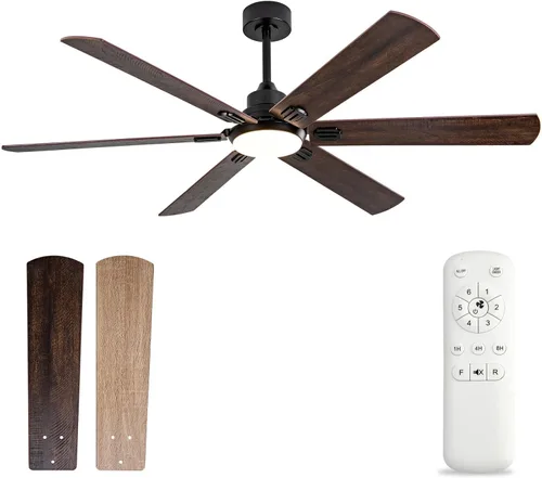 Vista 13 de Ventiladores de techo blancos de 42 pulgadas para exteriores con luces y control remoto, ventiladores de techo regulables de 5 aspas para patios