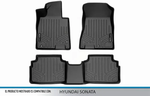 Vista 5 de SMARTLINER Juego de tapetes de piso de ajuste personalizado de 2 filas compatibles con Hyundai Sonata 2020-2023 3-Negro