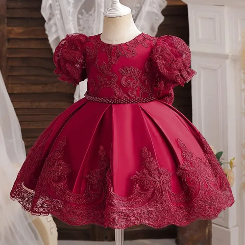 Vista 2 de NNJXD - Vestido de princesa de tul con flores, para usar en bodas, para niñas pequeñas y bebés