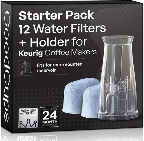 Soporte para filtro de agua y 12 filtros de agua para Keurig K-Compact, K-Duo Hot & Iced, K-Duo, K-Duo Essentials, K-Latte - para uso en todas las