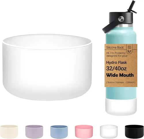 Vista 44 de WK IEASON Base protectora de silicona para botellas Hydro Flask de 12 a 24 onzas de ancho y boca estándar, funda antideslizante para accesorios de 2