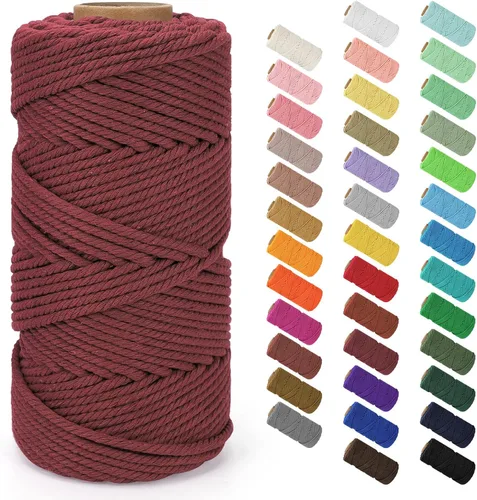 Vista 63 de Cuerda de macramé de 0.079 in x 220 yardas (656 pies), cuerda de algodón natural para colgar en la pared, ganchos de plantas, manualidades, Verde