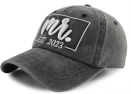 Vista 3 de 2PCS Mr and Mrs Est 2023 2024 Hats for Men Women, Funny Adjustable Embroidered Cotton Birthday Baseball Cap