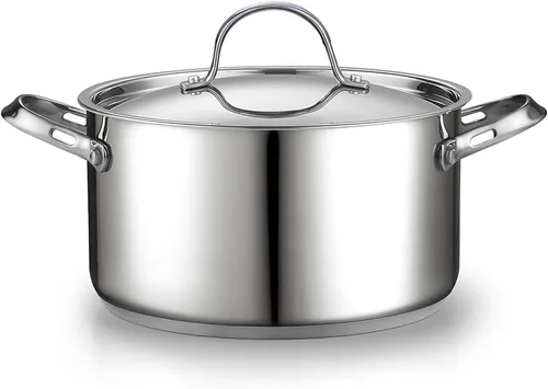Cooks Standard Olla de Acero Inoxidable 18/10 de 6 Cuartos de Galón, Olla Clásica Profunda para Cocinar Conservas Utensilios de Cocina Horno