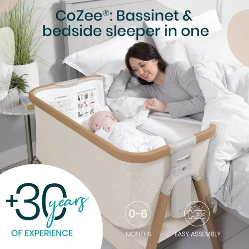 Vista 2 de Tutti Bambini CoZee® Moisés y Cuna de Cabecera 2 en 1 para Bebé - Moisés de Cabecera de Plegado Rápido, Cuna para Bebé con 6 Alturas de Colchón
