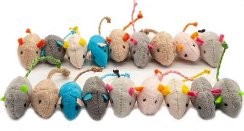Fashion's Talk Juguete de Ratones para Gatos Paquete de 18 Juguetes de Ratones de Felpa Rellenos de Hierba Gatera para Gatos de Interior - Diseño