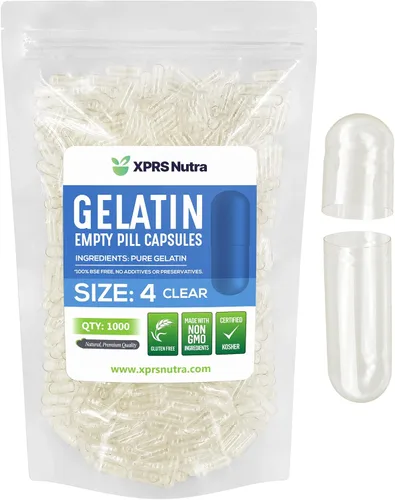 Vista 23 de XPRS Nutra Size 4 Empty Capsules - 100 Count Small Empty Gelatin Capsules - Pills DIY Capsule Filling - Fillable Pure Bovine Pill Gel Caps for
