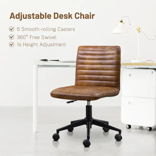 Vista 11 de Furniliving Silla de escritorio de oficina en casa, silla de tocador sin brazos con ruedas de terciopelo suave altura ajustable, cómodas sillas