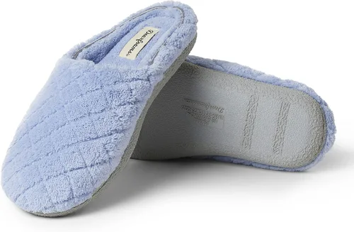 Vista 3 de Dearfoams - Pantuflas informales de felpa acolchada Leslie para mujeres - Azul