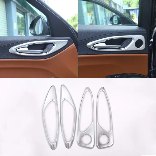 Vista 6 de YIWANG Cubierta de marco de manija de puerta interior de automóvil ABS 4 piezas para Alfa Romeo Giulia 2016-2020 Accesorios de automóvil