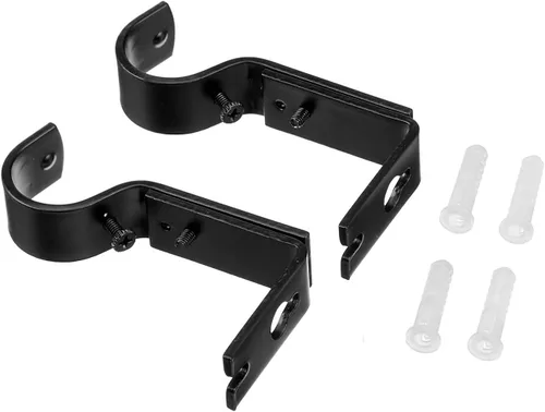Vista 3 de Yaxa Basics Ganchos Ajustables para Soporte de Pared de Barra de Cortina, Juego de 2, Negro
