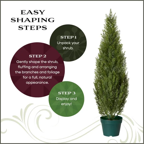 Vista 7 de Pino Thuja de plástico National Tree con maceta de plástico redonda, verde oscuro