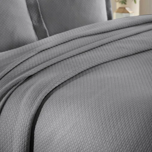 Vista 9 de Cubrecama doble Superior Diamond Solitaire de algodón de primera calidad Jacquard Matelassé con fundas de almohada a tono, color aguamarina, gris