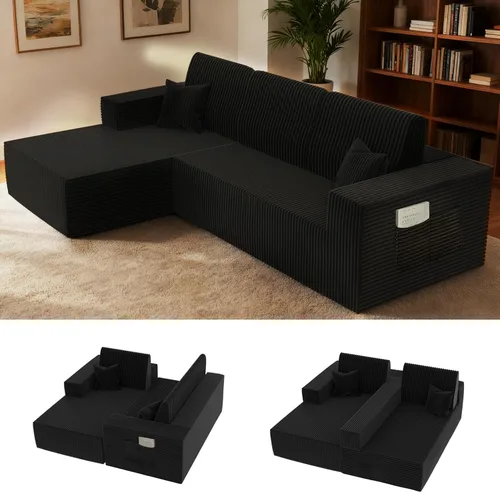 Vista 15 de Sofá modular sin huesos, sofá modular Cloud con diván en forma de L, sofás tapizados modernos para sala de estar y dormitorio, no requiere montaje