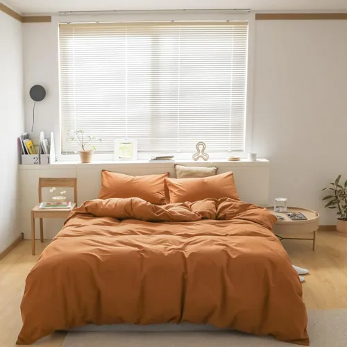Vista 73 de CLOTHKNOW Juego de edredón de 3 piezas a cuadros color beige óxido, tamaño Full, juego de ropa de cama de cuadros edredón terracota con 2 fundas