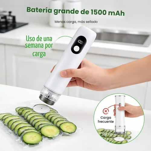 Vista 2 de Sellador al vacío compacto para alimentos - De mano, USB-C, 30 bolsas