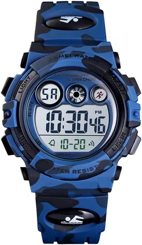 Silike Reloj de pulsera digital para niños con alarma, cronómetro, función de temporizador para niños y niñas (6 a 15 años), color azul militar,