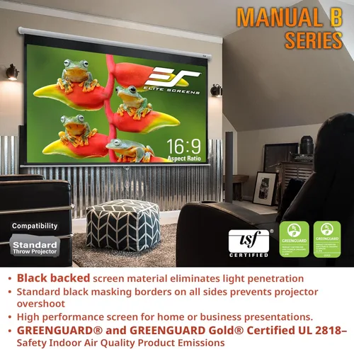 Vista 4 de Pantalla retráctil para proyector, de la marca Elite Screens, 120 pulgadas, diagonal 4:3 Blanco