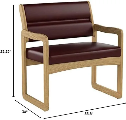 Vista 72 de Wooden Mallet Valley Bariatric Guest, Silla base de trineo, roble mediano