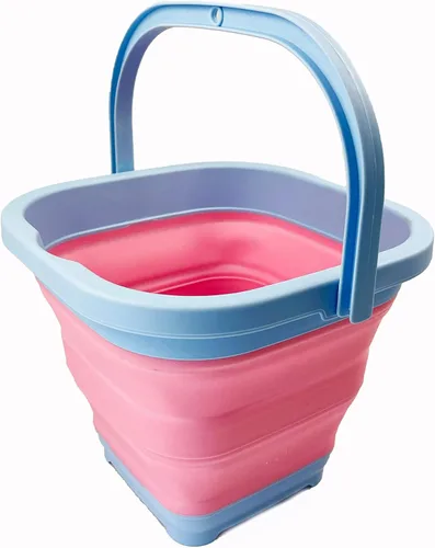 Vista 21 de SAMMART Cubo de limpieza rectangular plegable de 5 litros (1.3 galones), plegable, para camping, playa, arena, agua, tina portátil que ahorra