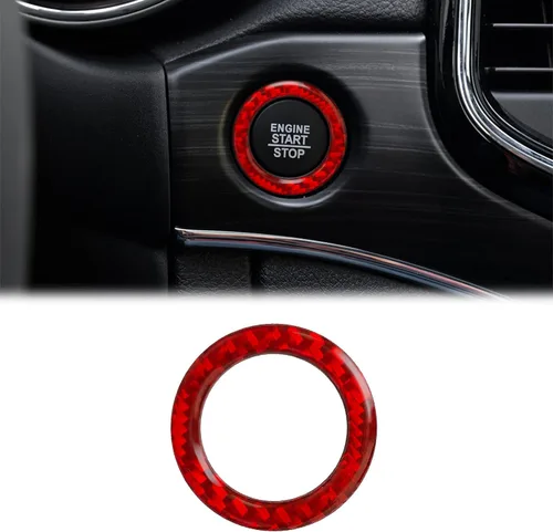 Vista 6 de SUNJIKA Compatible con cubierta de botón de arranque de motor interior de fibra de carbono para Jeep Grand Cherokee 2014, 2015, 2016, 2017, 2018