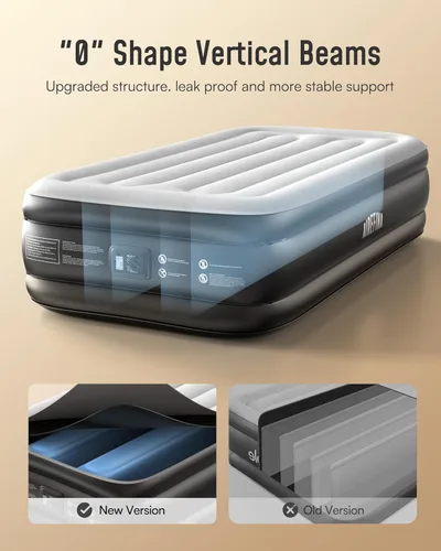 Vista 5 de Airefina Colchón de aire Queen con bomba integrada, colchón inflable de superficie mejorada para uso temporal para invitados del hogar, colchón
