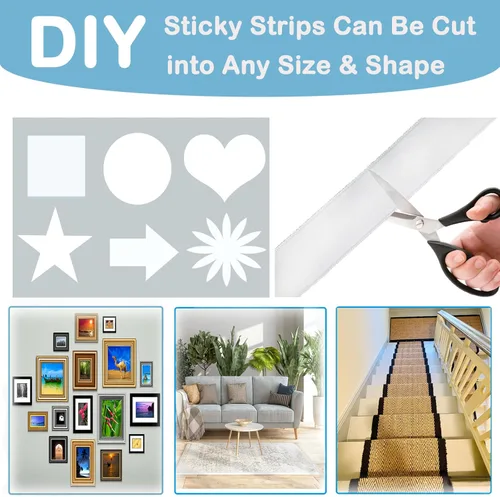 Vista 4 de Tiras con adhesivo resistente, 1.2 pulgadas x 29.5 pies, resistentes tiras autoadhesivas de doble cara, rollos de cierre adhesivo de nailon