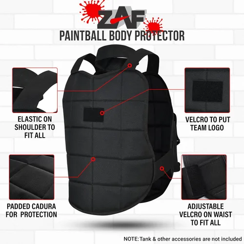 Vista 3 de Combo de 3 cápsulas acolchadas para paintball y protector de pecho Airsoft Protector de cuello con mono desechable de tamaño libre y bolsa de barril