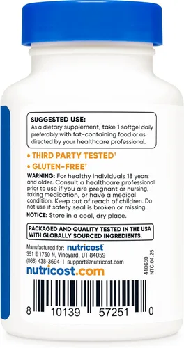 Vista 4 de Nutricost Astaxantina 12 mg, 30 cápsulas blandas, sin OMG y sin gluten